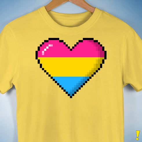 Pansexual Pride 8-Bit Pixel Heart Premium Unisex T-Shirt - Yellow
