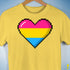 Pansexual Pride 8-Bit Pixel Heart Premium Unisex T-Shirt - Yellow