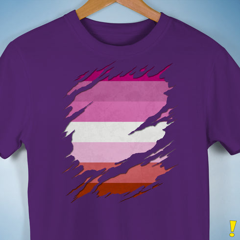 Pink Lesbian Ripped Reveal Premium Unisex T-Shirt - Purple
