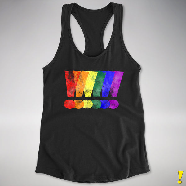 LGBTQ Pride Exclamation Points Racerback Tank - Black