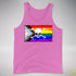 LGBTQ Progress Pride Pirate Flag Premium Tank Top - Neon Pink