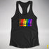 Distressed Philly LGBTQ Pride Whee! Exclamation Points Racerback Tank - Black