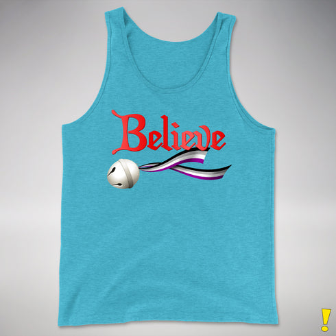 Believe Asexual Pride Jingle Bell Premium Tank Top - Aqua Triblend