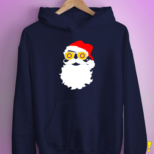 Santa Claus Intersex Pride Flag Sunglasses Hoodie - Navy