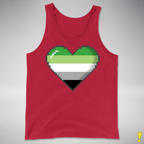 Aromantic Pride Pixel Heart Premium Tank Top - Red