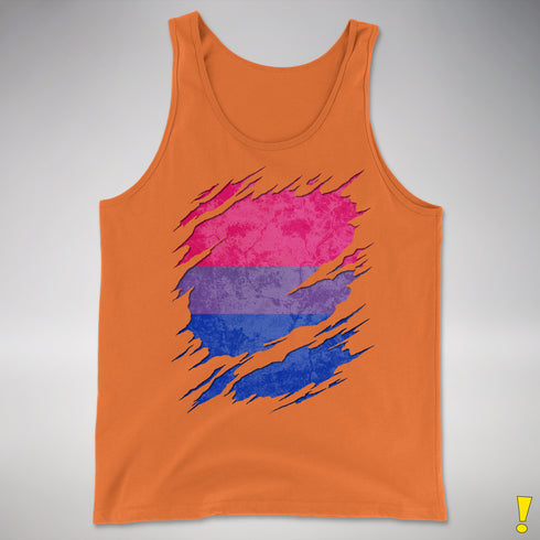 Bisexual Pride Flag Ripped Reveal Premium Tank Top - Orange