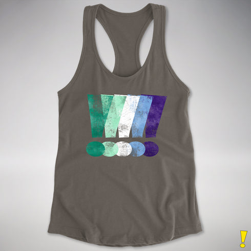 MLM Gay Pride Grunge Exclamation Points Racerback Tank - Dark Grey
