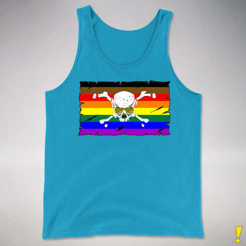 Philly LGBTQ Pride Pirate Flag Premium Tank Top - Neon Blue