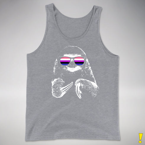 Pride Sloth Genderfluid Flag Sunglasses Premium Tank Top - Grey Heather