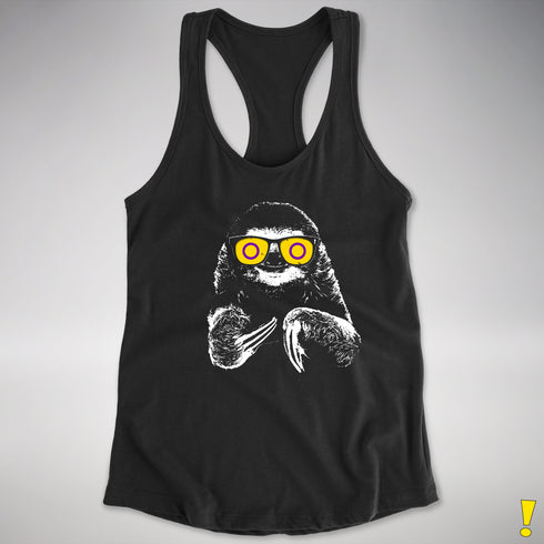 Pride Sloth Intersex Flag Sunglasses Women's Racerback Tank - Black