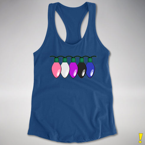 Genderfluid Pride Christmas Lights Racerback Tank - Royal