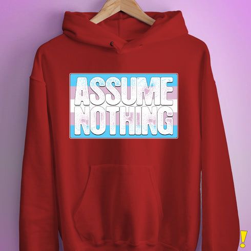 Assume Nothing Transgender Pride Flag Hoodie - Red