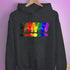 Distressed Philly LGBTQ Pride Whee! Exclamation Points Hoodie - Dark Grey Heather