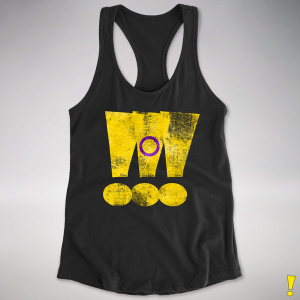 Intersex Pride Grunge Exclamation Points Racerback Tank - Black