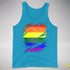 LGBTQ Pride Flag Ripped Reveal Premium Tank Top - Neon Blue