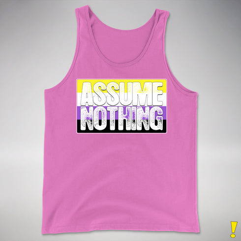 Assume Nothing Nonbinary Pride Flag Premium Tank Top - Neon Pink