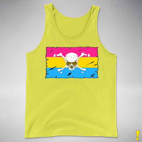 Pansexual Pride Pirate Flag Premium Tank Top - Neon Yellow