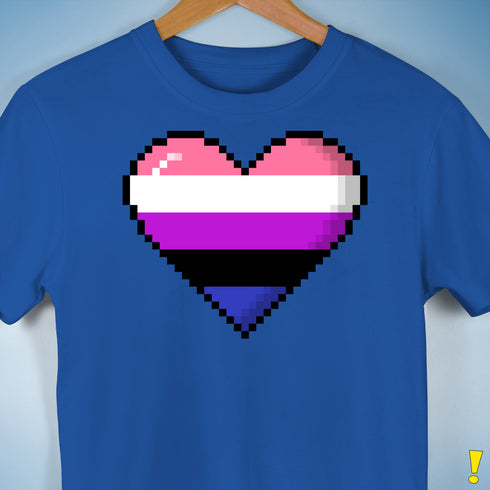 Genderfluid Pride 8-Bit Pixel Heart Premium Unisex T-Shirt - Royal Blue