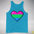 Polysexual Pride 8-Bit Pixel Heart Premium Tank Top - Neon Blue