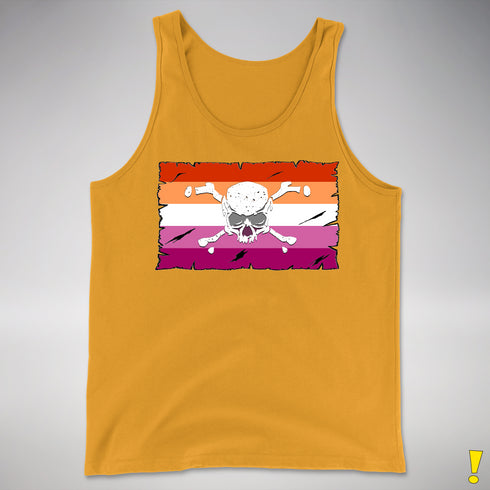 Lesbian Pride Pirate Flag Premium Tank Top - Gold