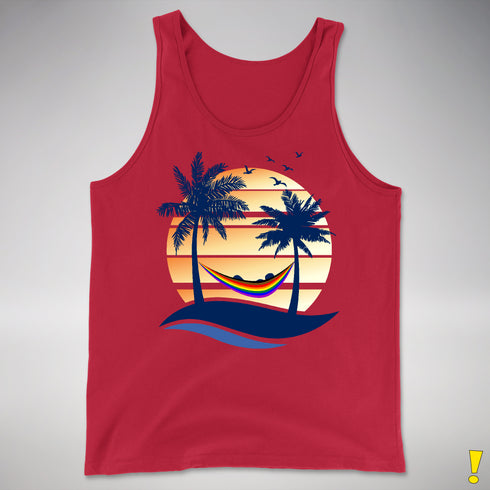 Philly LGBTQ Pride Hammock Summer Beach Sunset Premium Tank Top - Red