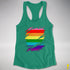 Original Gilbert Baker LGBTQ Gay Pride Flag Ripped Reveal Racerback - Kelly Green