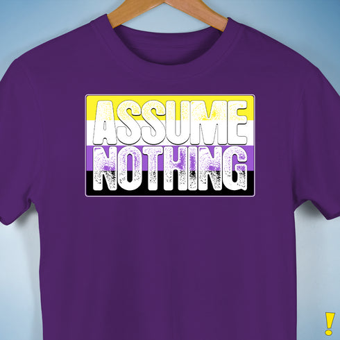 Assume Nothing Nonbinary Pride Flag Premium Unisex T-Shirt - Purple