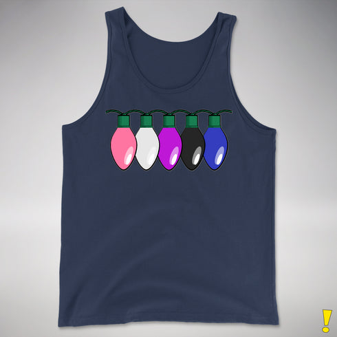 Genderfluid Pride Christmas Lights Premium Tank Top - Navy
