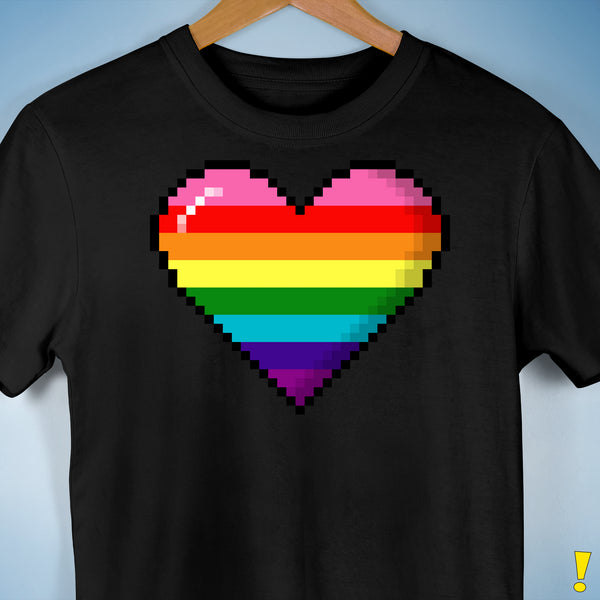 Gilbert Baker Original LGBTQ Gay Rainbow Pride 8-Bit Pixel Heart - Black