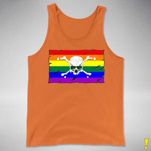 LGBTQ Rainbow Pride Pirate Flag Premium Tank Top - Orange
