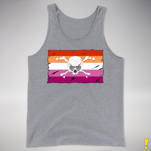 Lesbian Pride Pirate Flag Premium Tank Top - Grey Heather