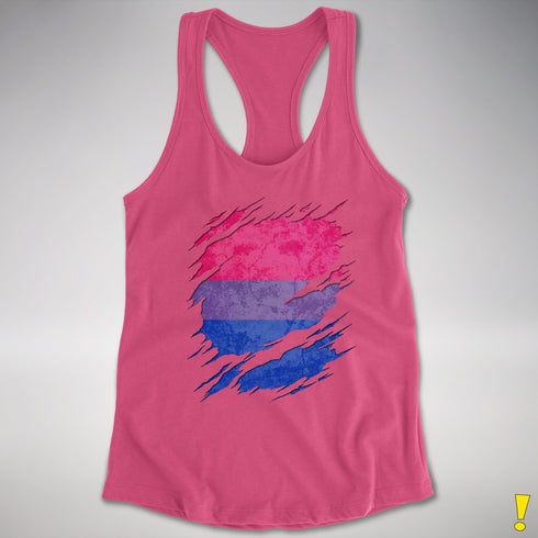 Bisexual Pride Flag Ripped Reveal Racerback Tank - Hot Pink