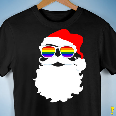Santa’s LGBTQ Rainbow Pride Flag Shades Premium Unisex T-Shirt - Black