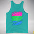 Polysexual Pride Flag Ripped Reveal Premium Tank Top - Teal