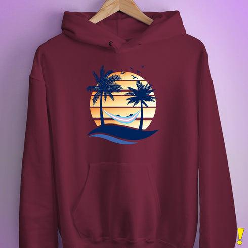 Transgender Pride Hammock Summer Beach Sunset Hoodie - Maroon