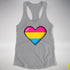 Pansexual Pride 8-Bit Pixel Heart Racerback Tank - Heather Grey