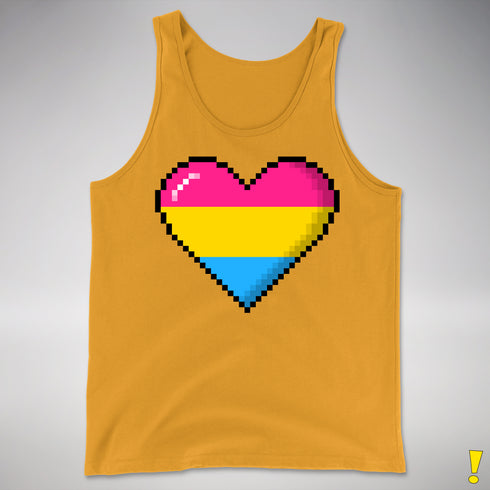 Pansexual Pride 8-Bit Pixel Heart Premium Tank Top - Gold