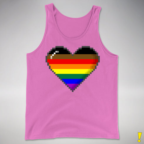 Philly LGBTQ Pride 8-Bit Pixel Heart Premium Tank Top - Neon Pink