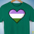 Genderqueer Pride 8-Bit Pixel Heart Premium Unisex T-Shirt - Kelly Green