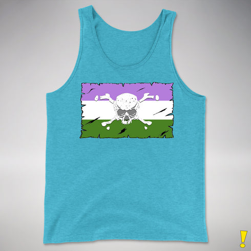 Genderqueer Pride Pirate Flag Premium Tank Top - Aqua Triblend
