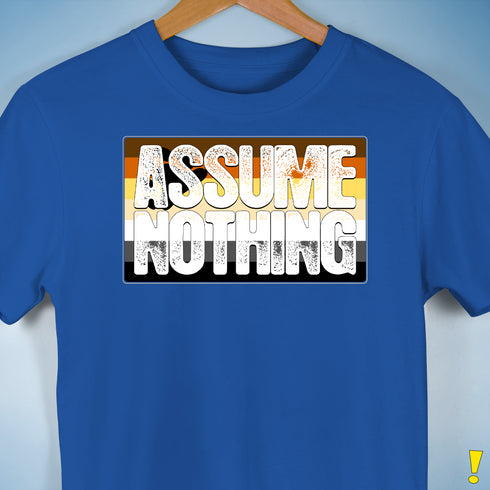 Assume Nothing Bear Pride Flag Premium Unisex T-Shirt - Royal Blue