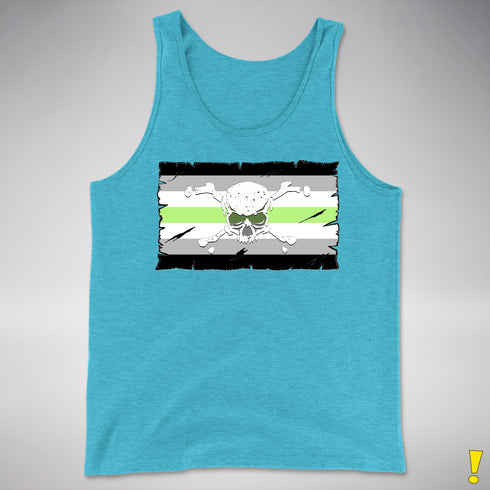 Agender Pride Pirate Flag Premium Tank Top - Aqua Triblend