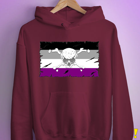 Asexual Pride Pirate Flag Hoodie - Maroon