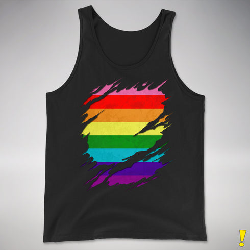 Original Gilbert Baker LGBTQ Gay Pride Flag Ripped Reveal Premium - Black