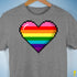 Gilbert Baker Original LGBTQ Gay Rainbow Pride 8-Bit Pixel Heart - Grey Heather