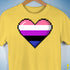 Genderfluid Pride 8-Bit Pixel Heart Premium Unisex T-Shirt - Yellow
