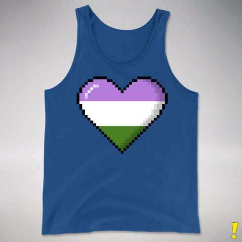 Genderqueer Pride Pixel Heart Premium Tank Top - Royal Blue