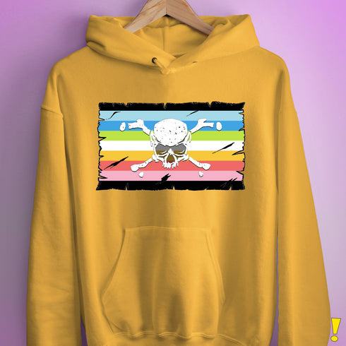 Queer Pride Pirate Flag Hoodie - Mustard