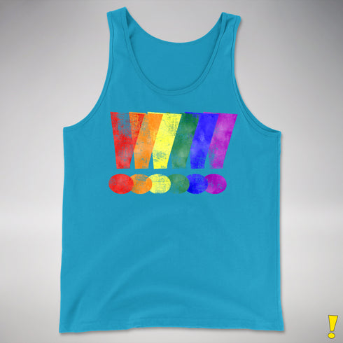LGBTQ Pride Exclamation Points Premium Tank Top - Neon Blue