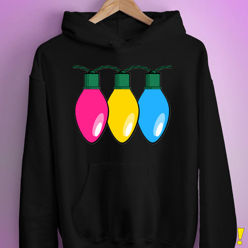 Pansexual Pride Christmas Lights Hoodie - Black